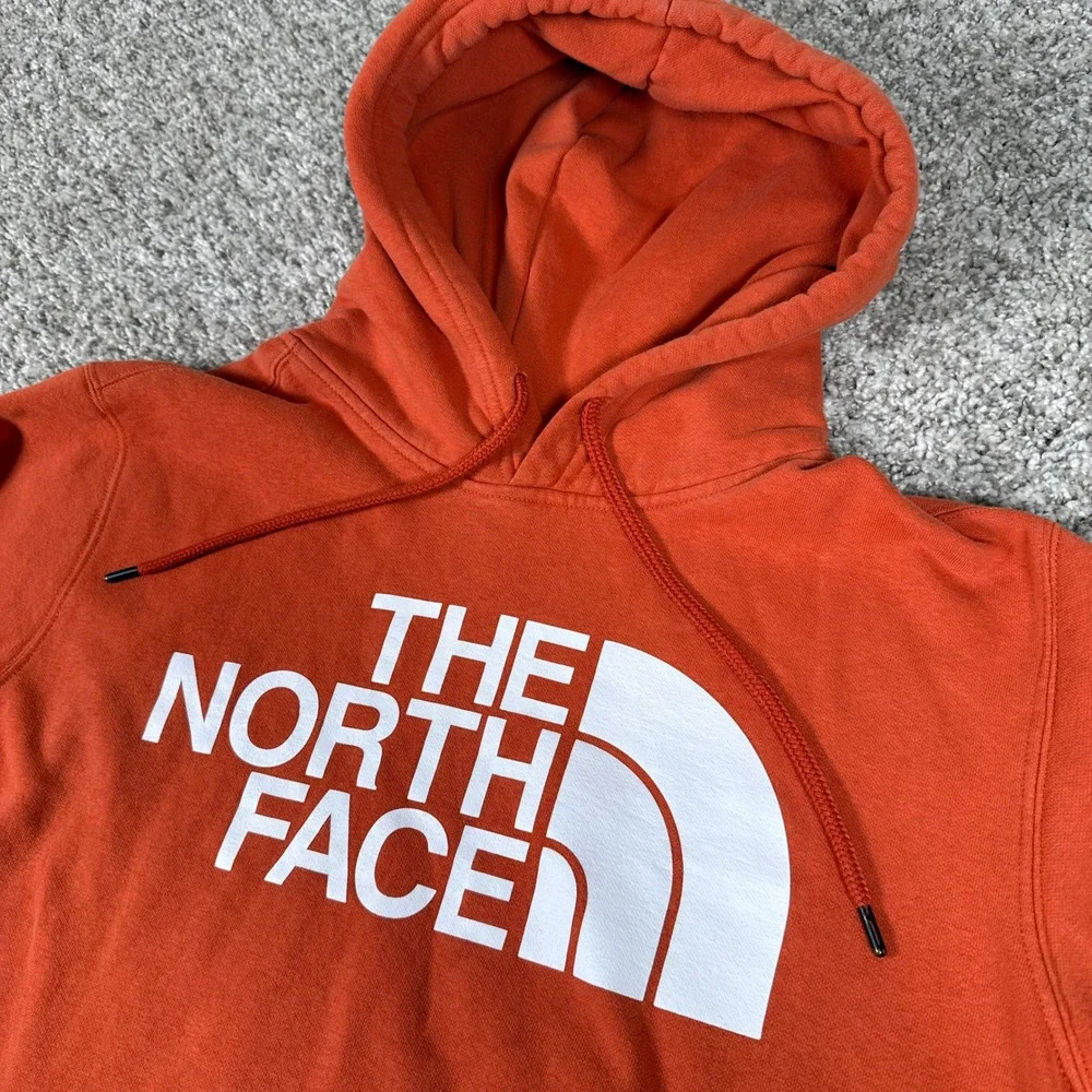 The North Face Hoodie‎ Mens Large Orange Half Dome Logo Pullover Sweatshirt